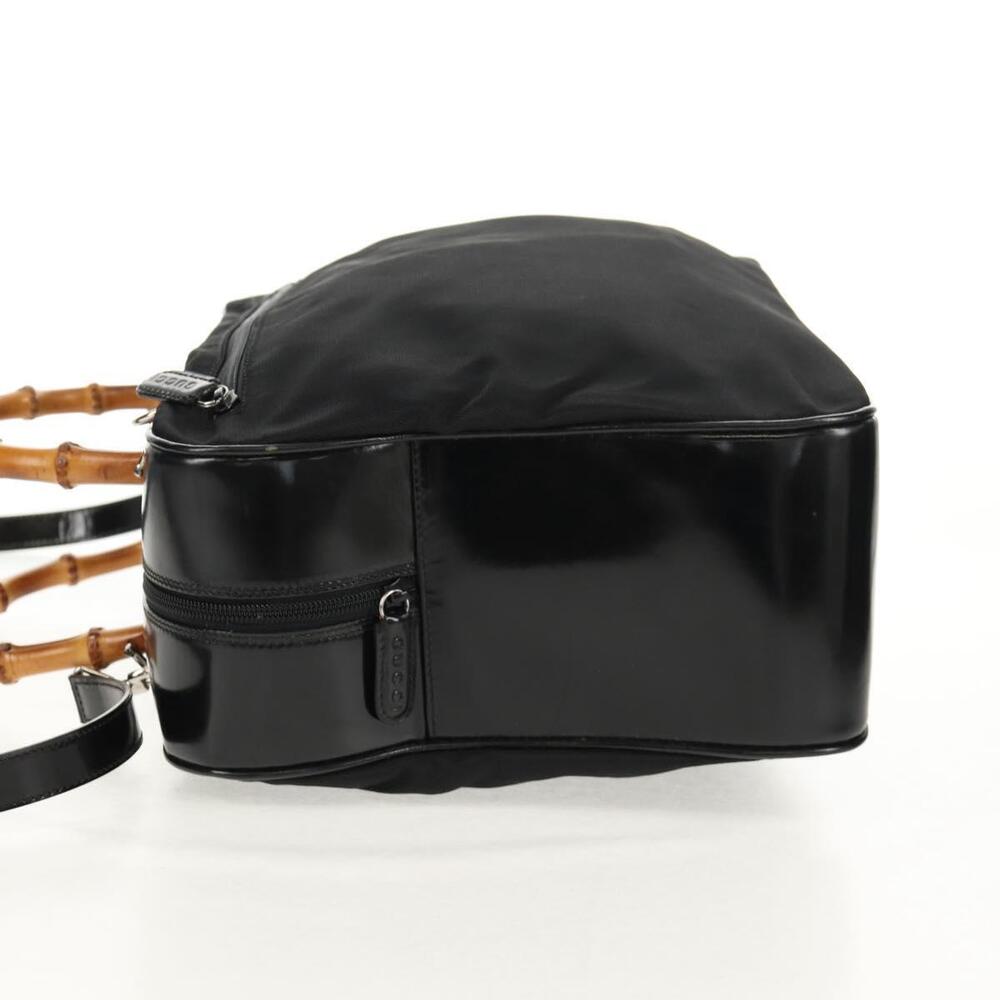 GUCCI Bamboo Hand Bag Nylon Enamel Black Silver 002 2040 0430 Auth bs31639 - Picture 3 of 16
